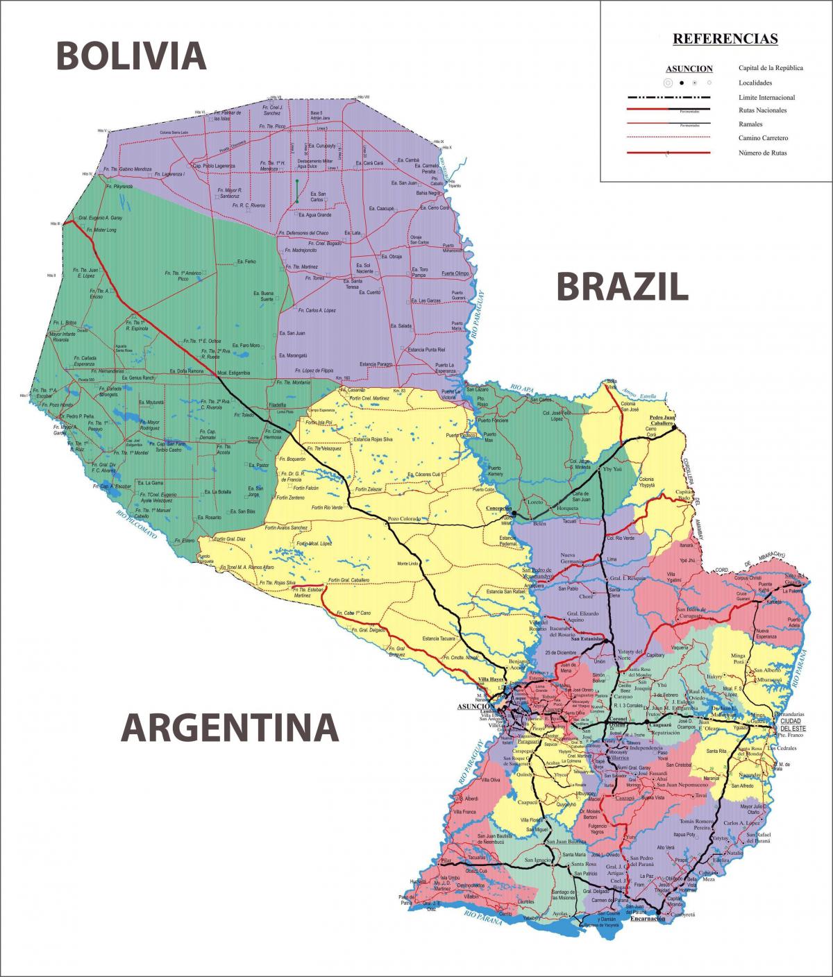 на карте Парагвая